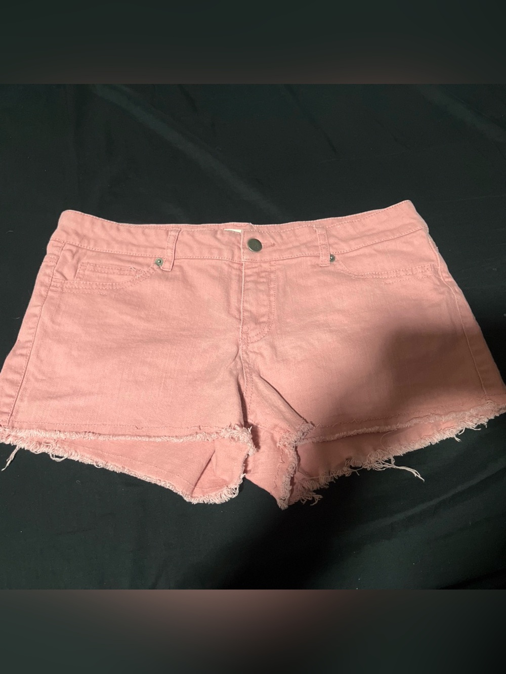 2.1 Denim Blush Pink Frayed Hem Women's Jean Shorts